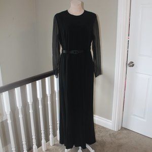 Louis Feraud Long black silk dress made by Joy Cherry size 42